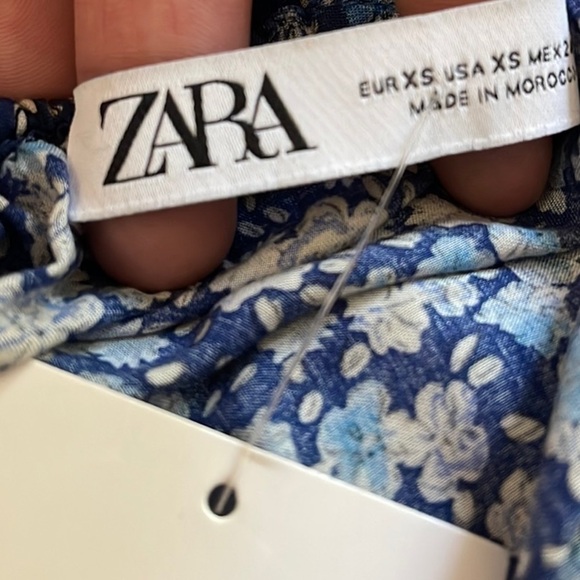 Zara Blue Floral Ditsy Ruffle Tiered Dress Sz. XS BNWT - Picture 11 of 12